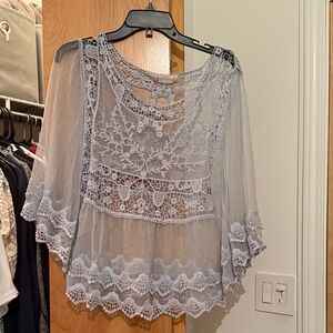 Altar'd State Light Gray Lace Top